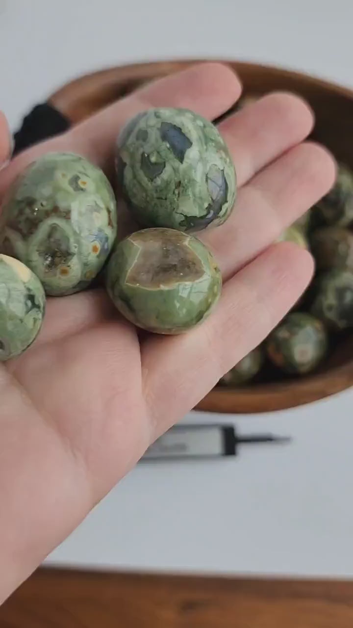 Rainforest Jasper Tumbles | Medium | Lucky Girl Crystal Confetti Add On | Rhyolite | Peacock Eye | Green, Blue, Orange | Intuitively Chosen