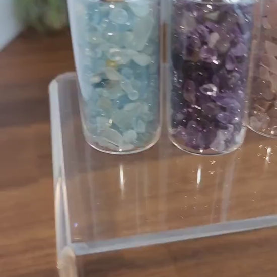 Crystal Chips Jars | Mini Bottles of Crystals | Rhodochrisite, Malachite, Kunzite, Moonstone, Obsidian, Mookite, Amethyst, Lapis, Red Agate
