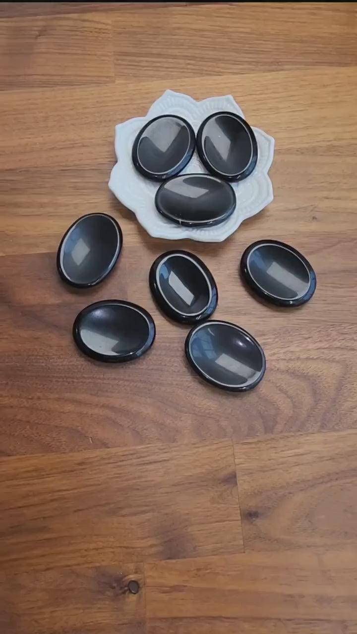 Black Obsidian Worry Stone: Polished Fidget Crystal (1.77")