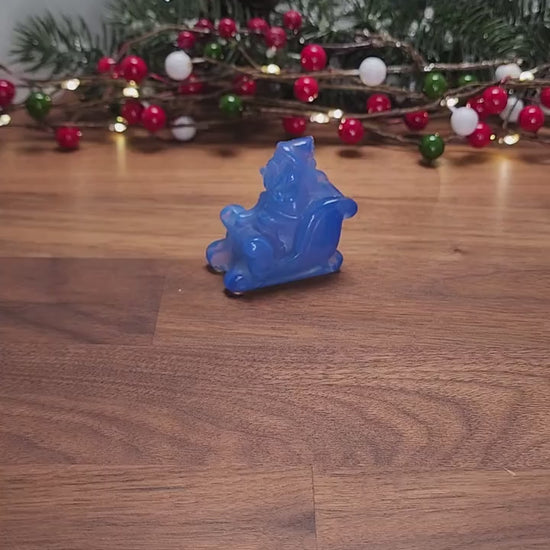 Blue Opalite Santa Sleigh Ride: 3D Christmas Crystal Decor