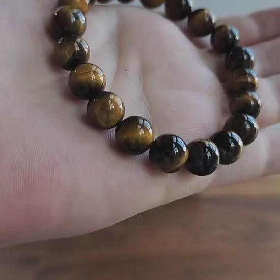 Tiger's Eye Bracelet | Yellow Tiger Eye | Stretchy with 10MM Natural Crystal Beads | Intuitively Chosen