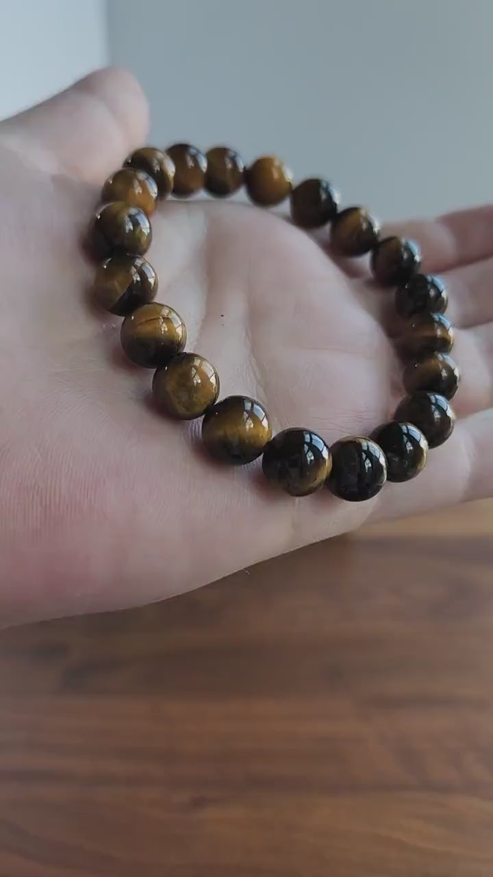 Tiger's Eye Bracelet | Yellow Tiger Eye | Stretchy with 10MM Natural Crystal Beads | Intuitively Chosen