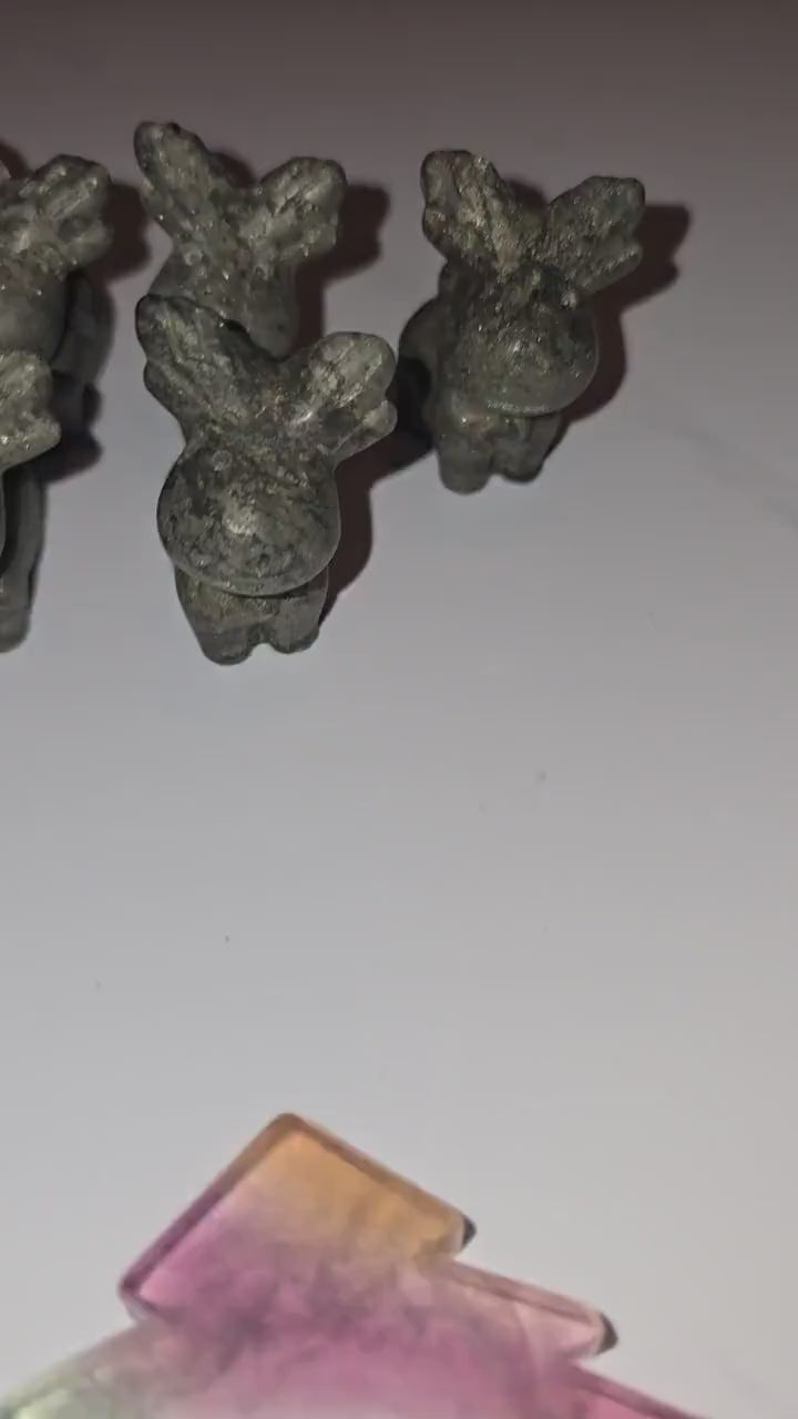 Pyrite Crystal Reindeer: Holiday Christmas Village Accent