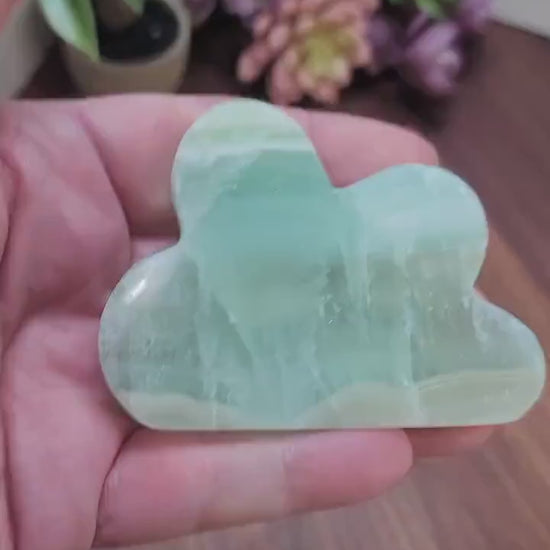 Pistachio Calcite Cloud Carving: Green and Teal Blue Crystal