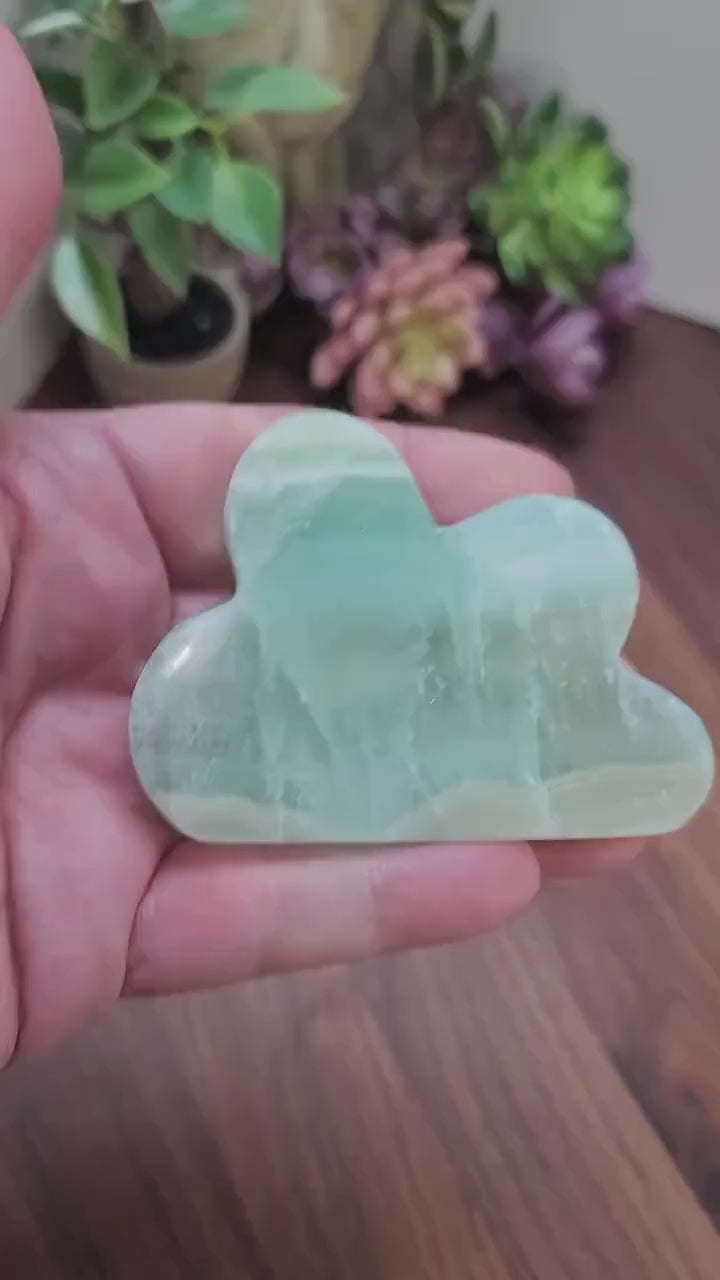 Pistachio Calcite Cloud Carving: Green and Teal Blue Crystal