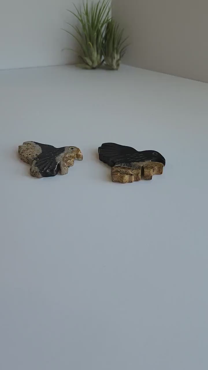 Agatized Palm Root Bird Carving: Fossilized Crystal Figurine