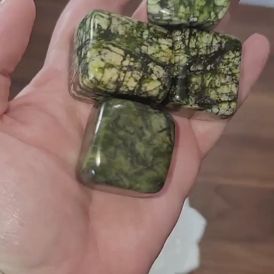 Asterite Serpentine Tumbles | Large, Medium, Small | Green, Yellow & Black | Lucky Crystal Confetti | High Quality | Intuitively Chosen