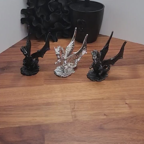 Metal Dragon Sphere Stand: Fantasy Crystal Ball Holder for Romantasy Decor | Gift for Book Lover or Crystal Display with Adjustable Wings