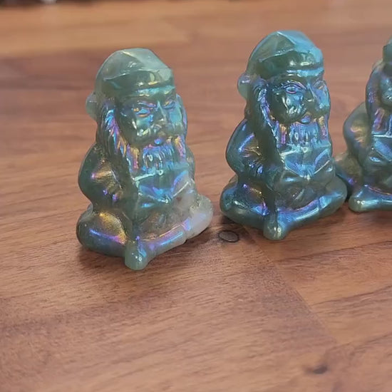 Rainbow Aura Green Aventurine Santa: Christmas Crystal Decor