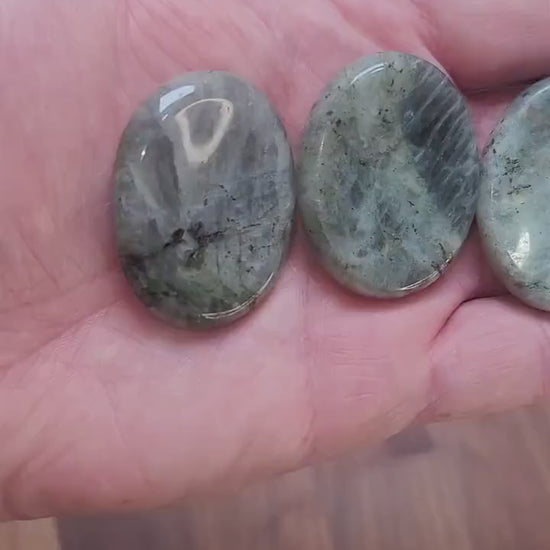 Labradorite Worry Stone: Pocket Fidget Crystal (46 MM)