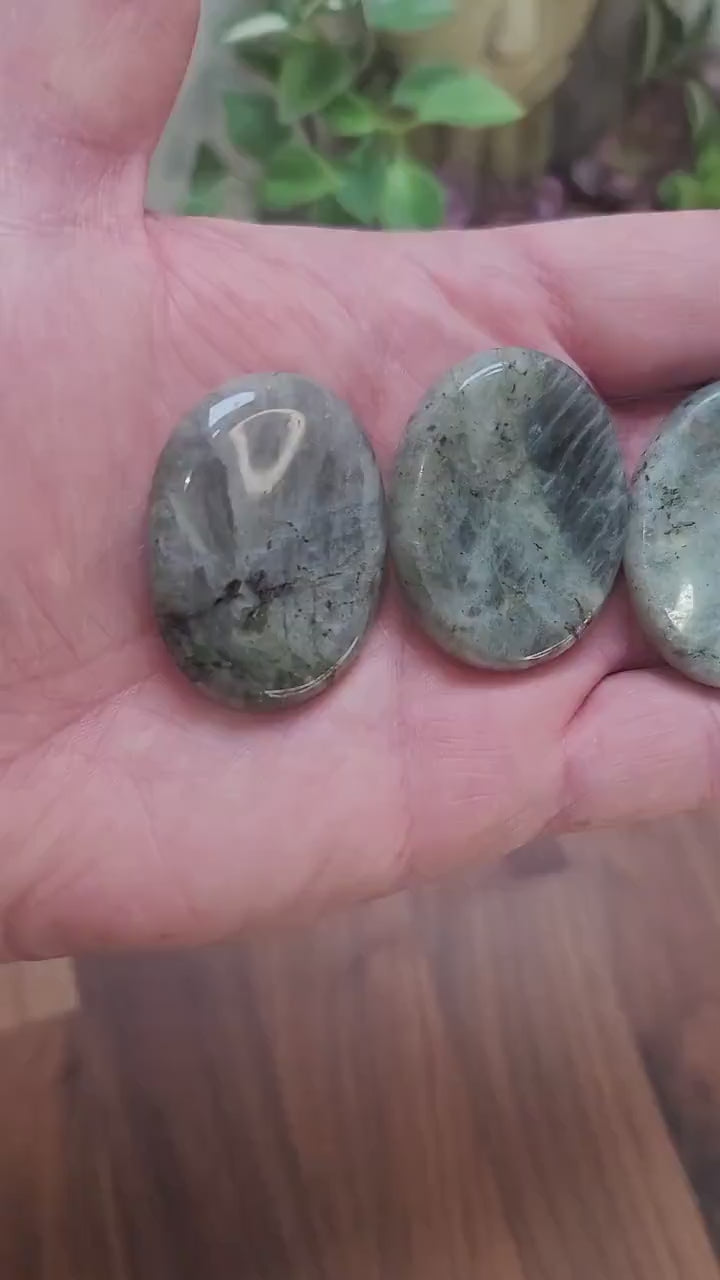 Labradorite Worry Stone: Pocket Fidget Crystal (46 MM)