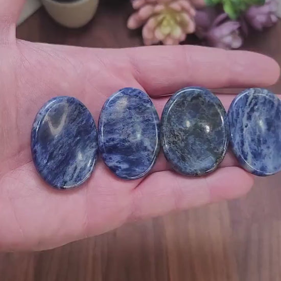 Sodalite Crystal Worry Stone: Deep Blue Pocket Fidget (1.77")