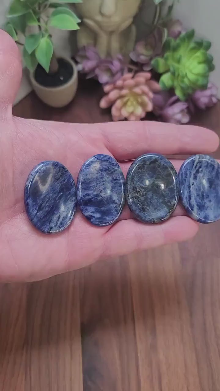 Sodalite Crystal Worry Stone: Deep Blue Pocket Fidget (1.77")