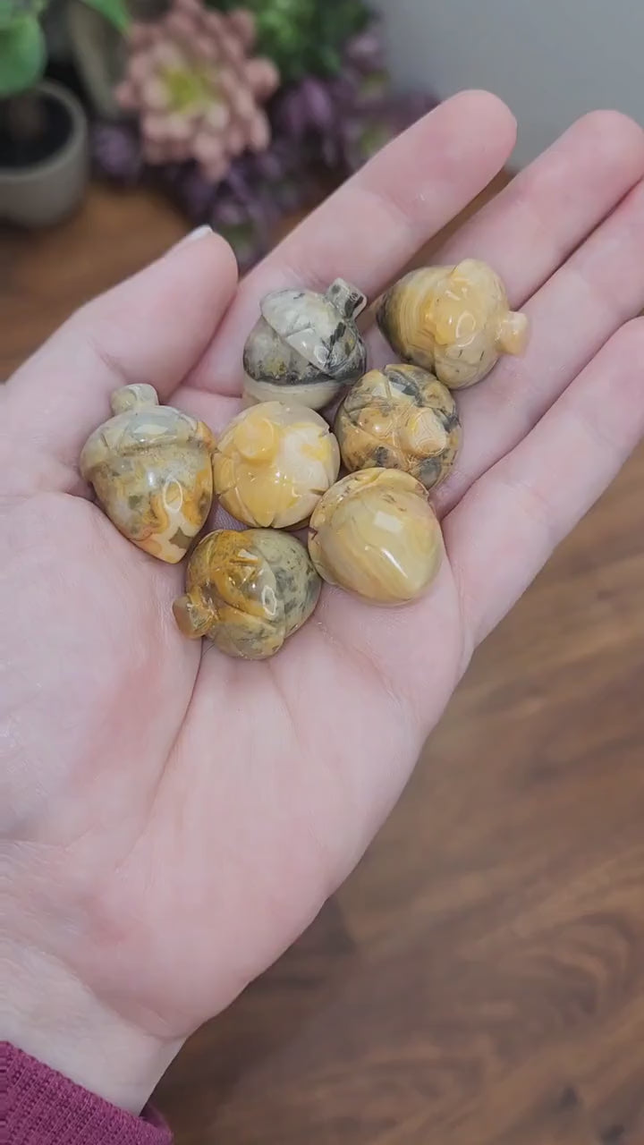 Crystal Acorn: Choose Your Stone - Unakite, Jasper, Obsidian