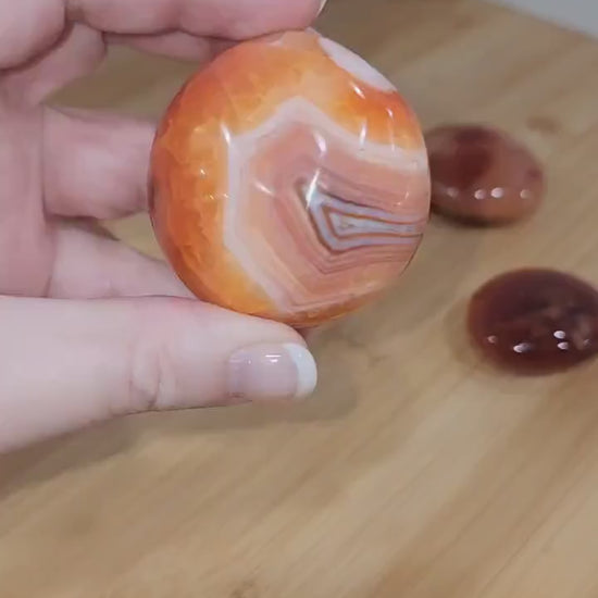 Carnelian Palm Stones | Quartz Bursts & Banding | Root Chakra | Meditation Stone | Intuitively Chosen