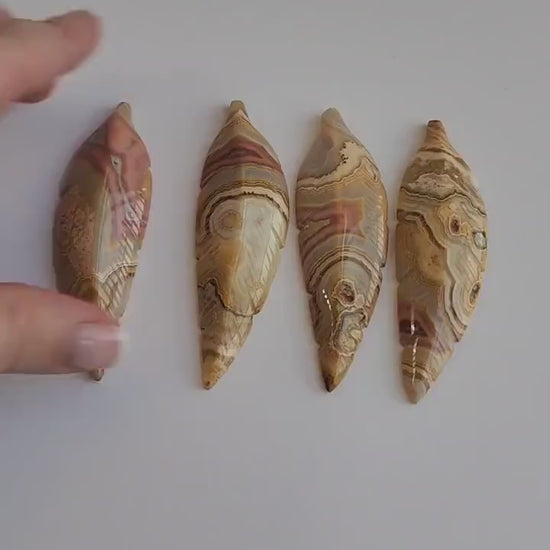 Crazy Lace Agate Feather Carving: Banded Crystal Stone