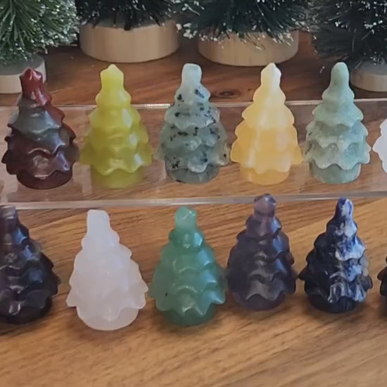 Crystal Pine Tree: 1.5" Mini Gemstone Evergreen - Winter Village Display