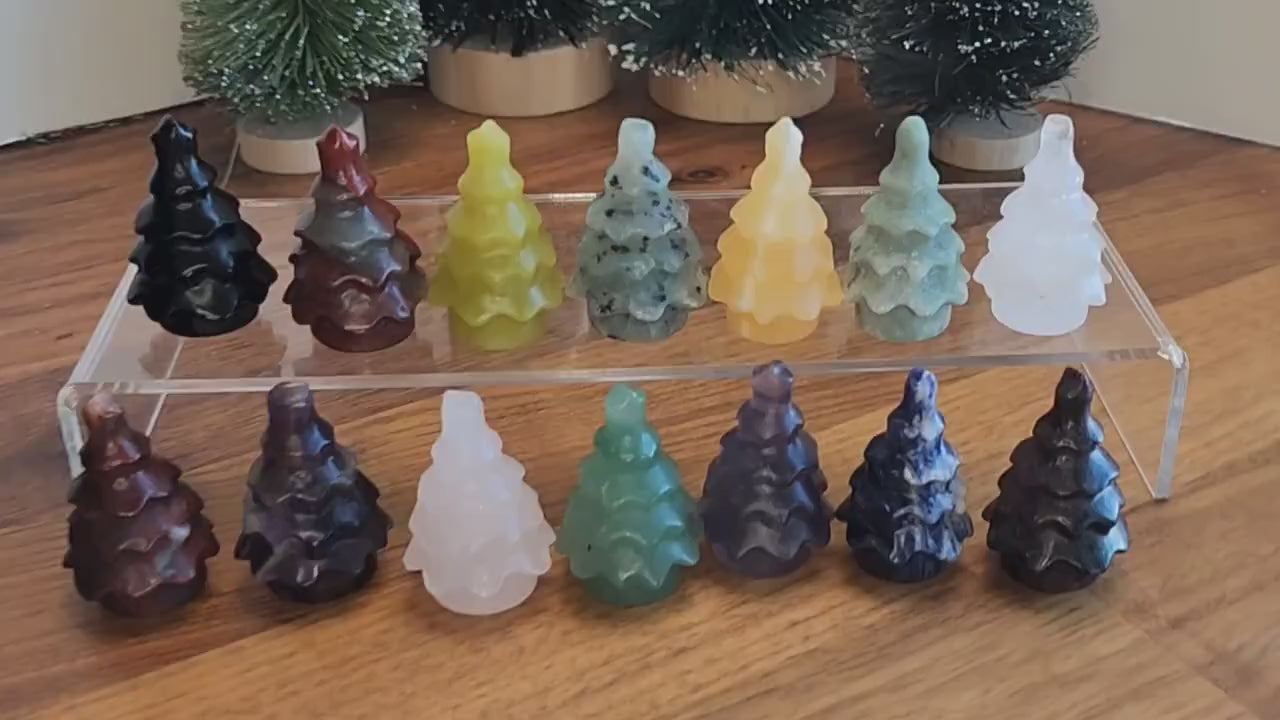 Crystal Pine Tree: 1.5" Mini Gemstone Evergreen - Winter Village Display