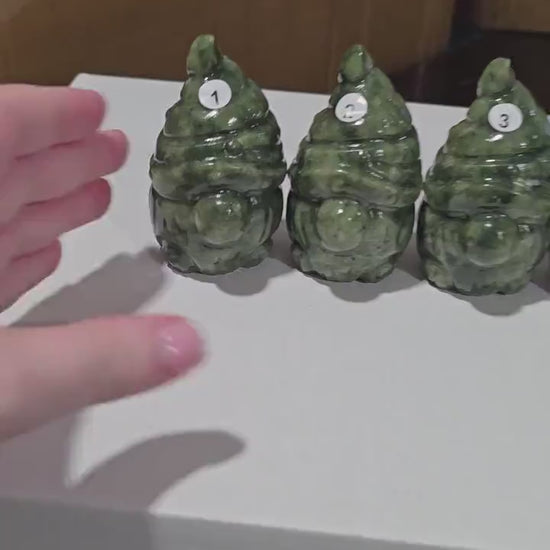 Large Crystal Gnome: Green Jade, Serpentine & Larvikite