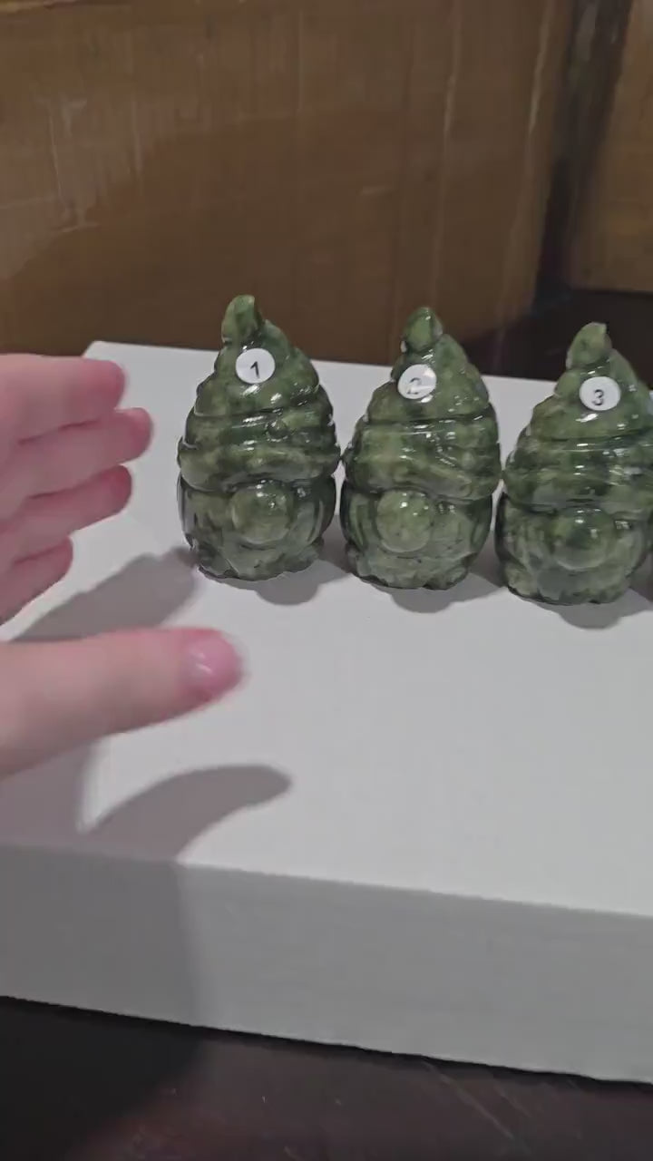 Large Crystal Gnome: Green Jade, Serpentine & Larvikite