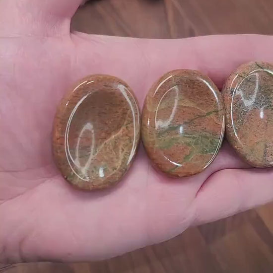 Chunky Unakite Worry Stone: Pink and Green Fidget Pocket Crystal