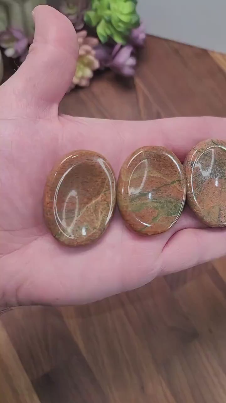 Chunky Unakite Worry Stone: Pink and Green Fidget Pocket Crystal