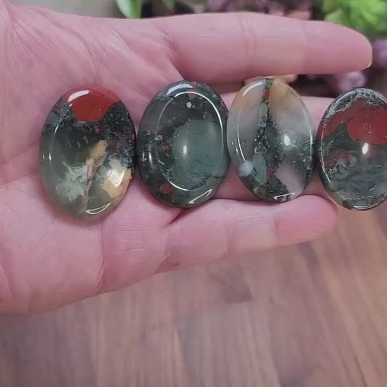 Bloodstone Worry Stone | 1.75" |  Gray & Red Crystal | Pocket Crystals | ADHD Fidget | Intuitively Chosen