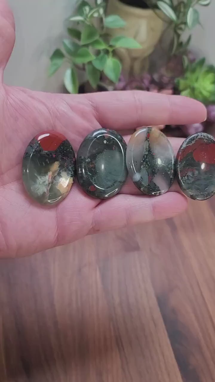 Bloodstone Worry Stone | 1.75" |  Gray & Red Crystal | Pocket Crystals | ADHD Fidget | Intuitively Chosen