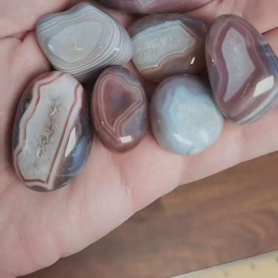 Botswana Agate Tumble: Medium Banded Crystal with Druzy
