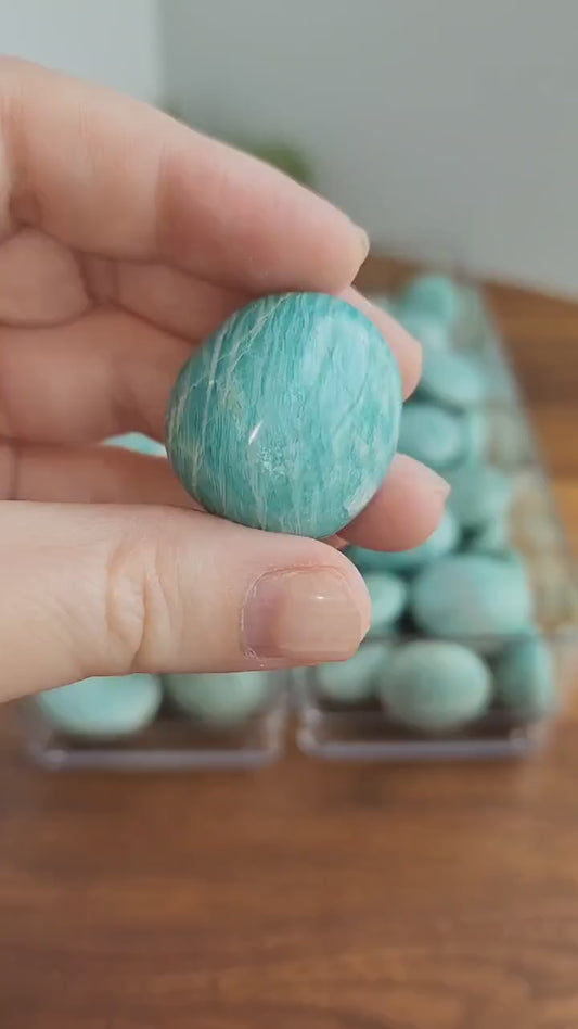 Amazonite Palm Stones | Mini Palms | Flashy Blue Green Microcline Feldspar | Intuitively Chosen