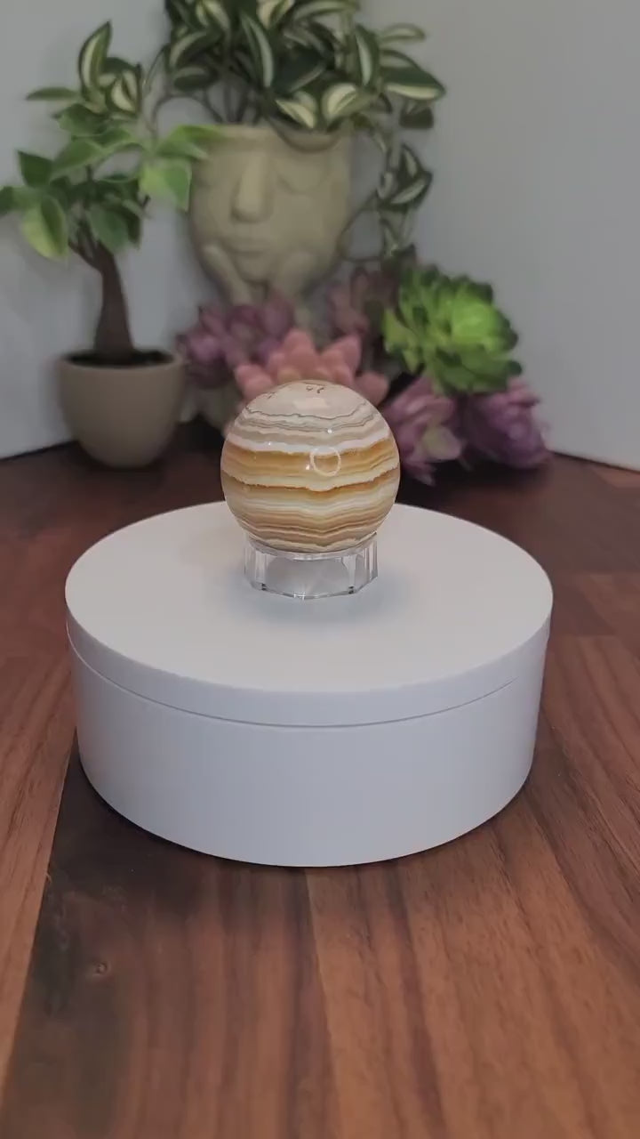 Calcite Crystal Sphere: Yellow, Orange, and White Banded - 43mm