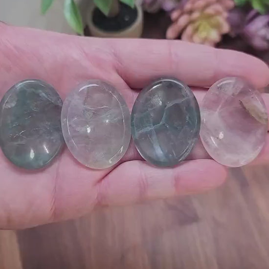 Rainbow Fluorite Worry Stone | 1.75" |  Green | Pocket Crystals | ADHD Fidget | Intuitively Chosen