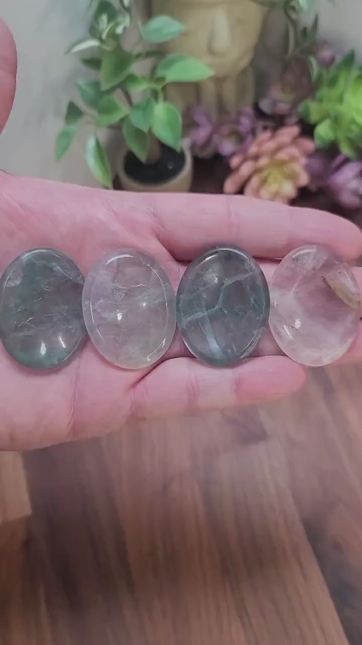 Rainbow Fluorite Worry Stone | 1.75" |  Green | Pocket Crystals | ADHD Fidget | Intuitively Chosen