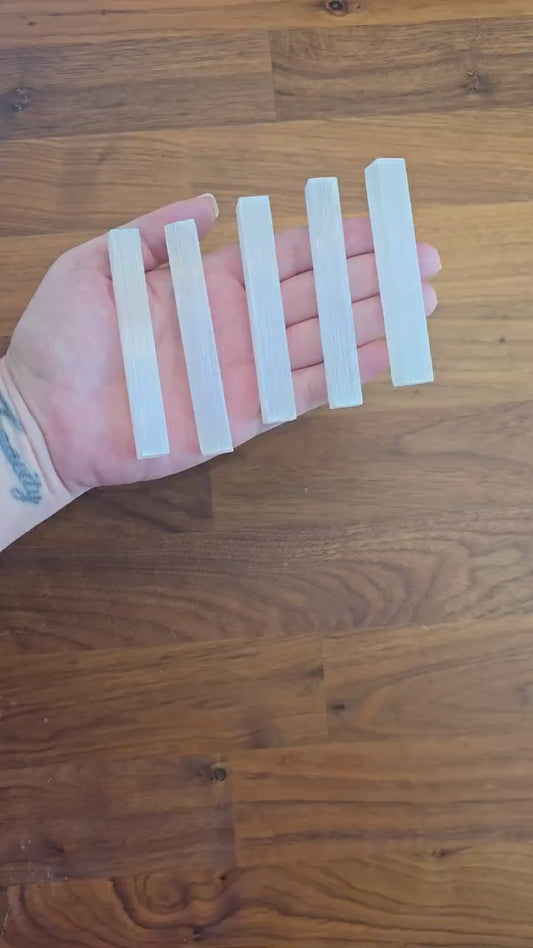 Raw Selenite Wand: Satin Spar Crystal Sticks (3.5-4 Inches)