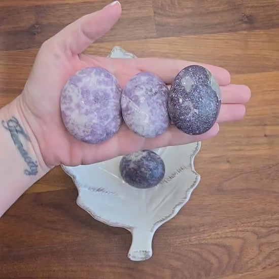 Lepidolite Palm Stone: Purple Mica Crystal for Calming Energy