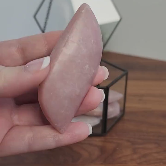 Pink Opal Palm Stone: Free Form Crystal for Calm and Balance