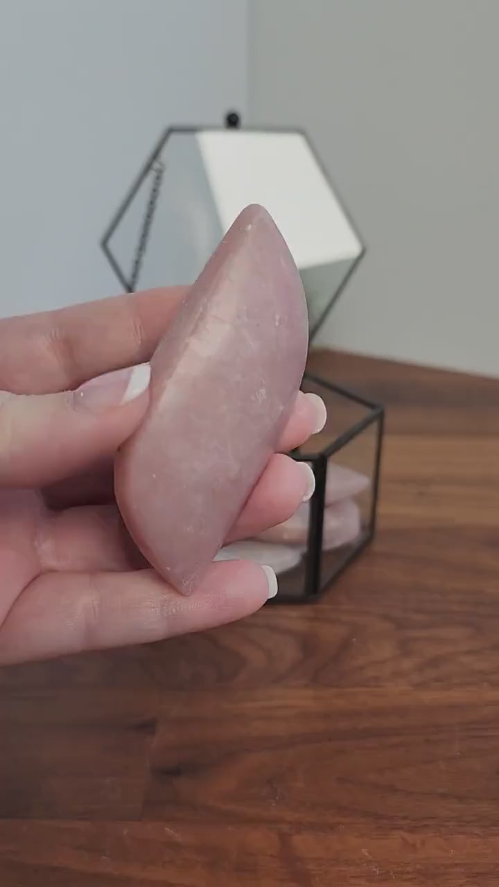 Pink Opal Palm Stone: Free Form Crystal for Calm and Balance