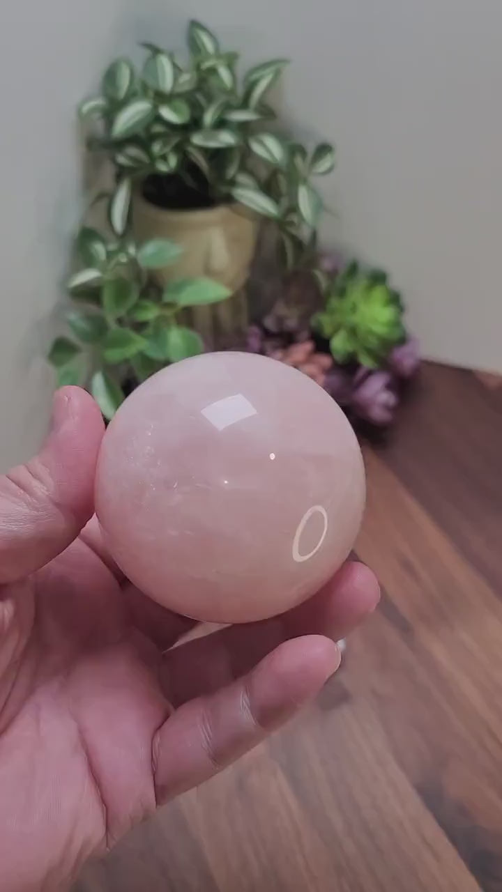 Radiant Rose Quartz Crystal Sphere | 78 MM | Alpha | Pink and White | Only 1 Available