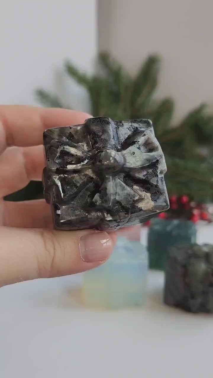 Crystal Gift Carvings: Larvakite, Fluorite, Rose Quartz, Labradorite