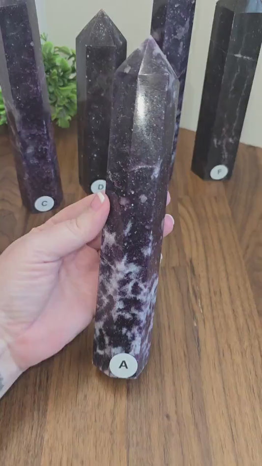 Statement Unicorn Stone Tower | Galaxy Crystal Lepidolite, Pink Tourmaline, Smokey Quartz Point | Soft Calming Energy for Stillness & Peace