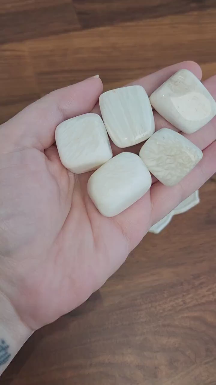 Medium Scolecite Tumble: White Zeolite Crystal, Mermaid Decor Add On