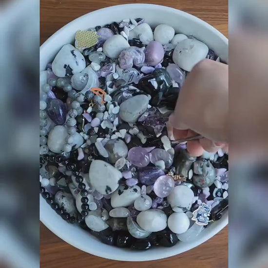 Spooky Crystal Confetti Scoop: Witchy Mystery Mix with Skulls & Bracelets