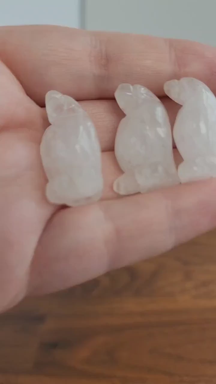 Inv - Mini Crystal Penguin | Clear Quartz Soulmate Gifts | Small White Winter Home Decor