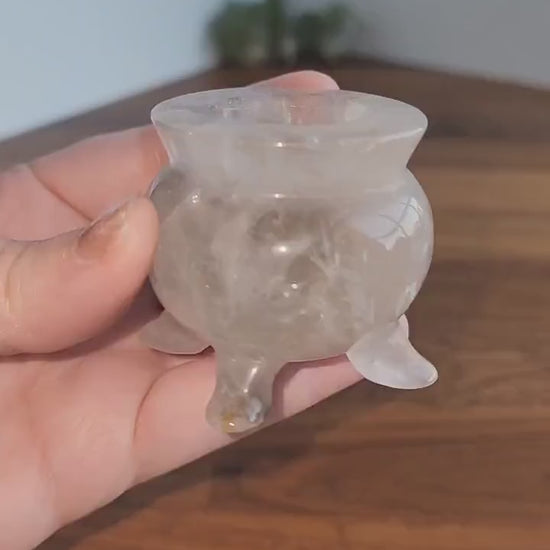 Crystal Cauldron | Clear Quartz | Spooky Season Crystals | Witchy Vibes Decor | Halloween Decorations | Witch's Altar Display