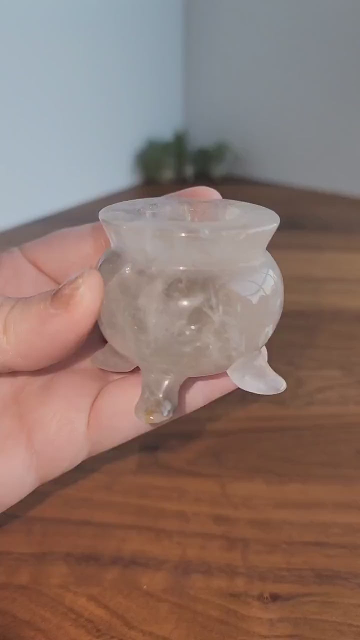 Crystal Cauldron | Clear Quartz | Spooky Season Crystals | Witchy Vibes Decor | Halloween Decorations | Witch's Altar Display