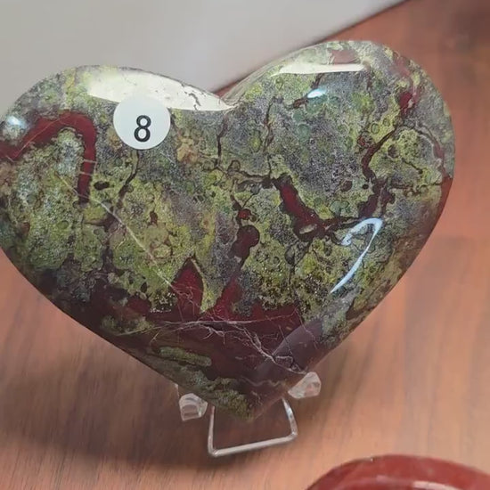 Dragon's Blood Bloodstone Heart Carving | Red & Green natural crystal