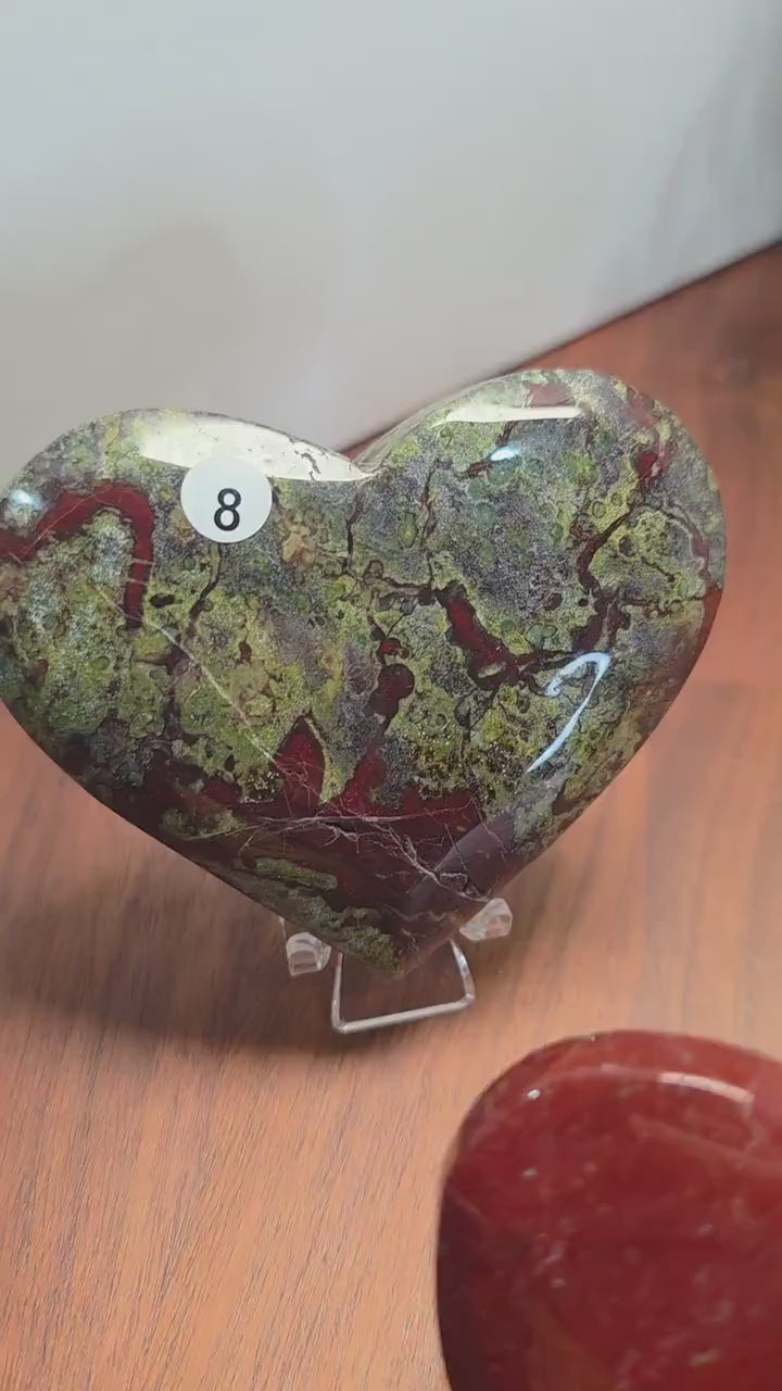Dragon's Blood Bloodstone Heart Carving | Red & Green natural crystal