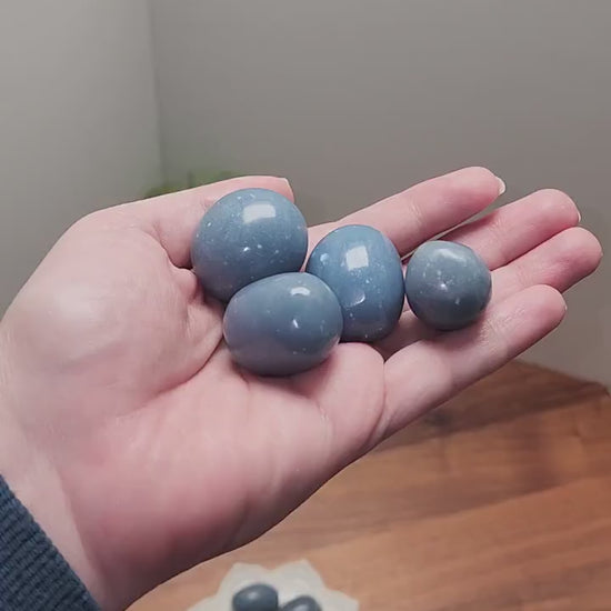 Angelite Crystal Tumble: Calming Blue Stone (Medium to Large Size)
