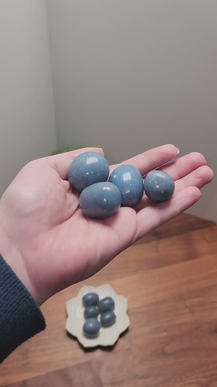 Angelite Crystal Tumble: Calming Blue Stone (Medium to Large Size)