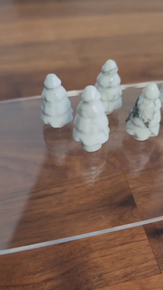 Howlite Crystal Mini Tree: White Holiday Decor, Snowy Accent